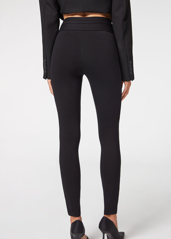 Calça legging modeladora skinny com botões