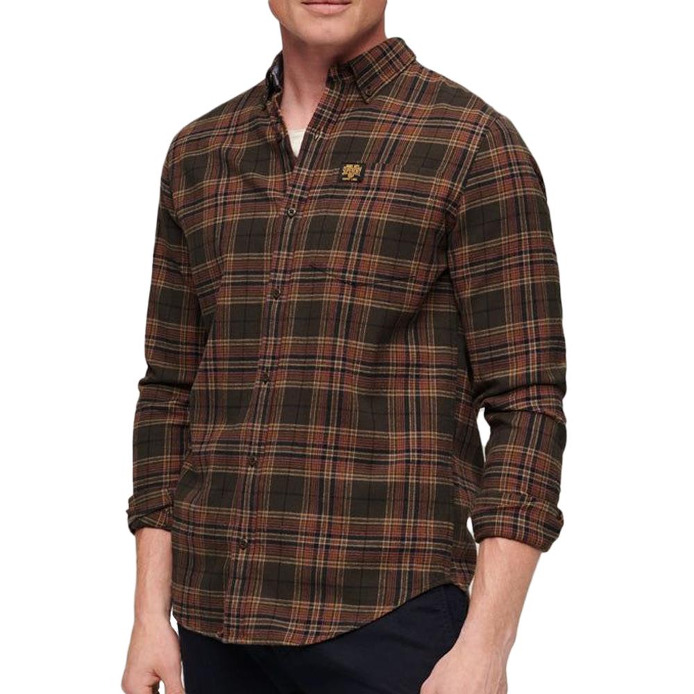 Superdry Chemise Noir/Orange/Marron à Carreaux Homme Superdry M4010727A