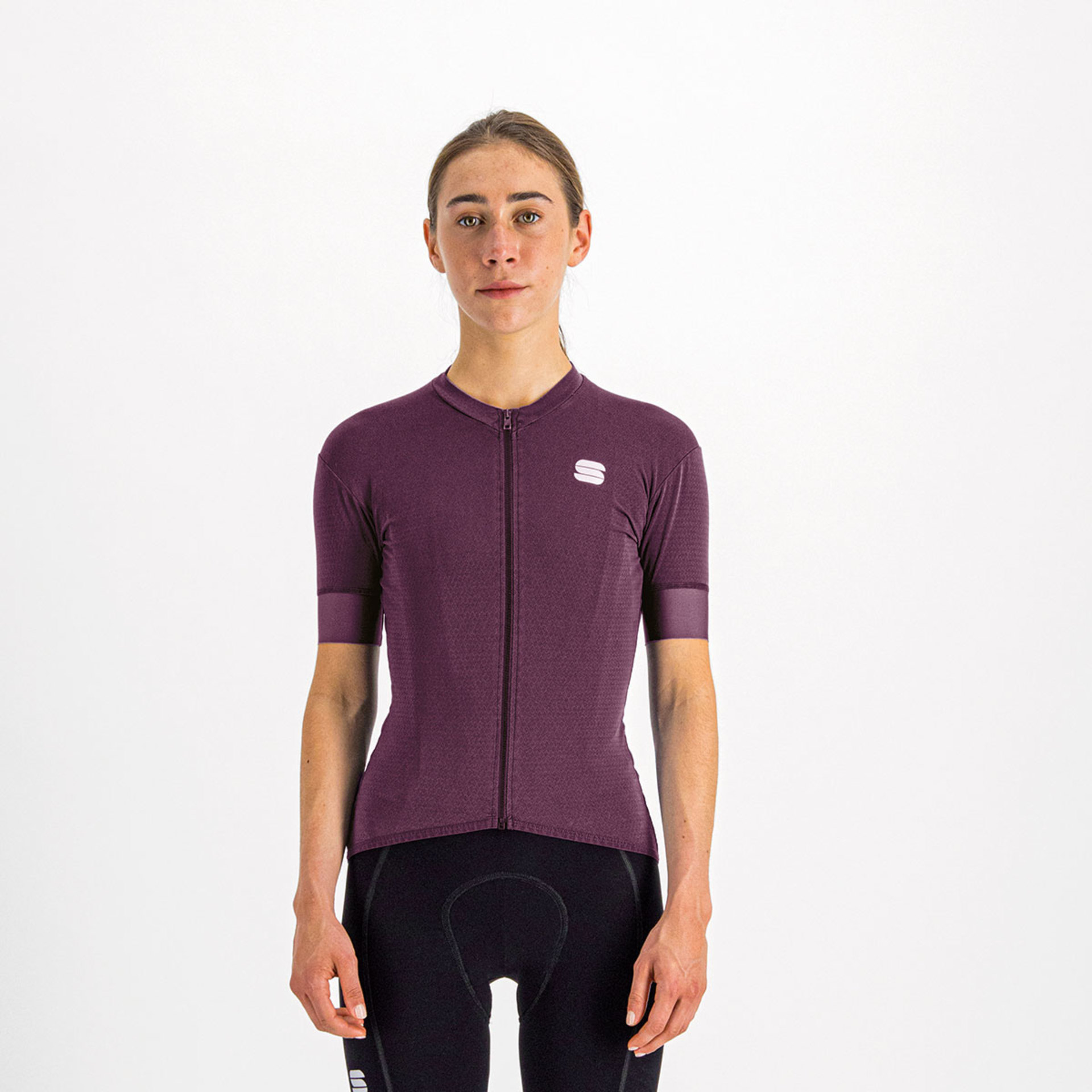 Sportful Monocrom Fietsshirt Korte Mouwen Paars Dames