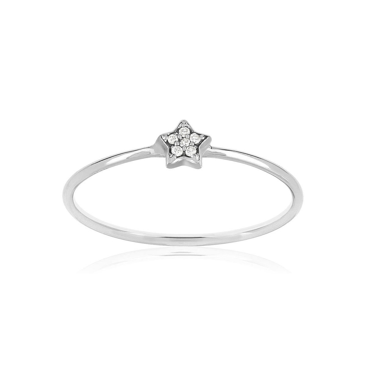 Bague or 375 blanc étoile diamants