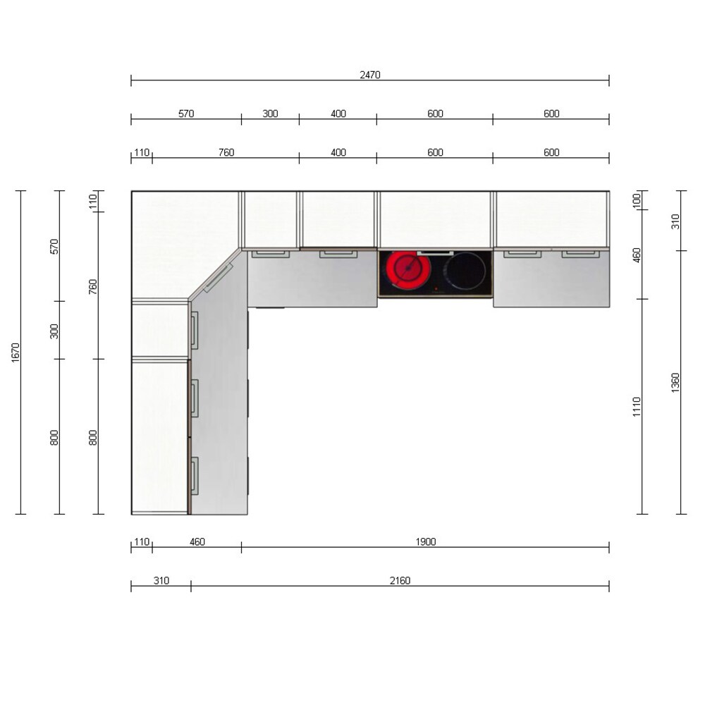 VICCO KÜCHENZEILE L 250CM KÜCHENBLOCK WINKEL ECK EINBAU SONOMA EICHE R-LINE