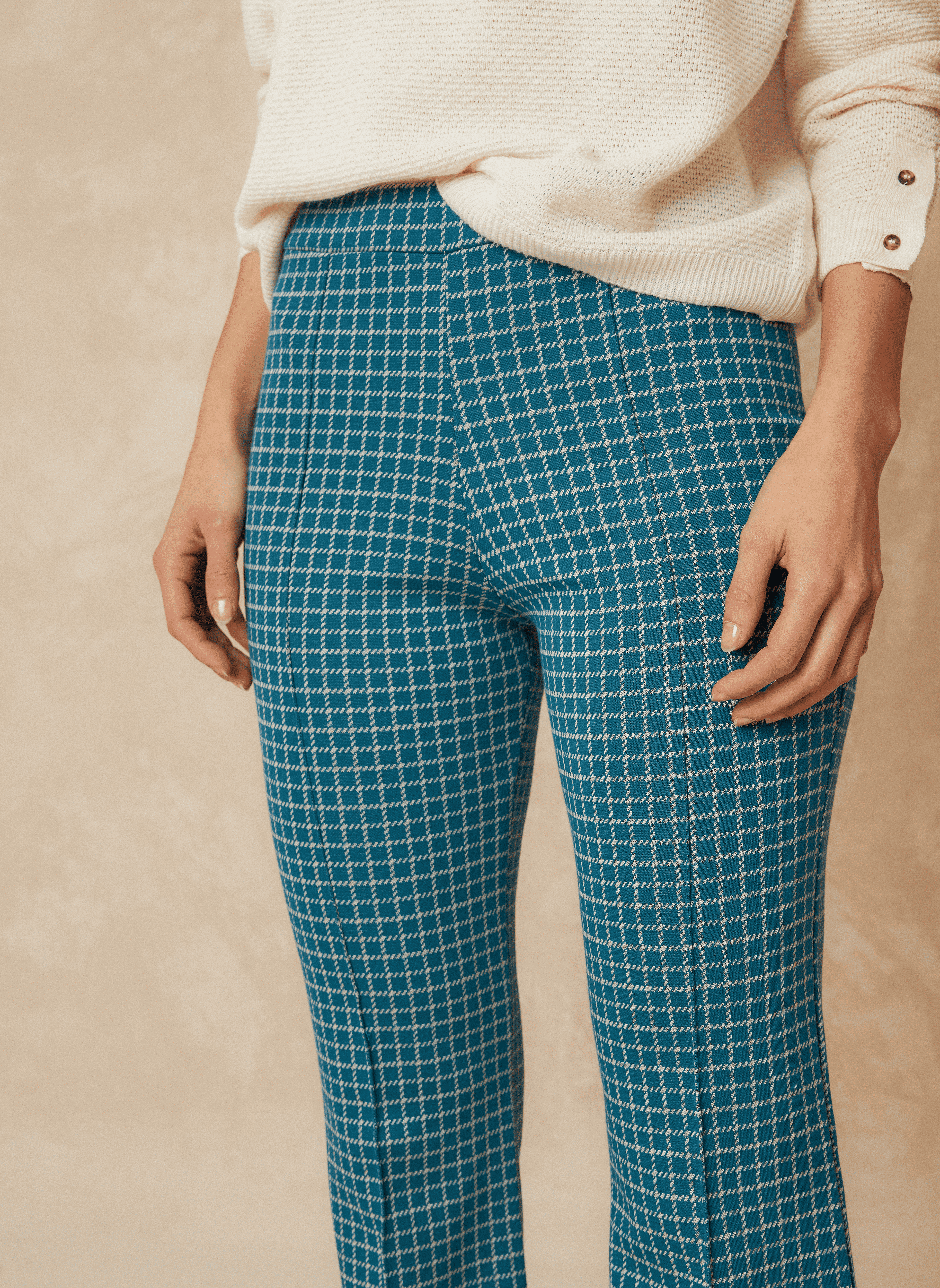 BIMBA - Pantalon flare à carreaux | Bleu