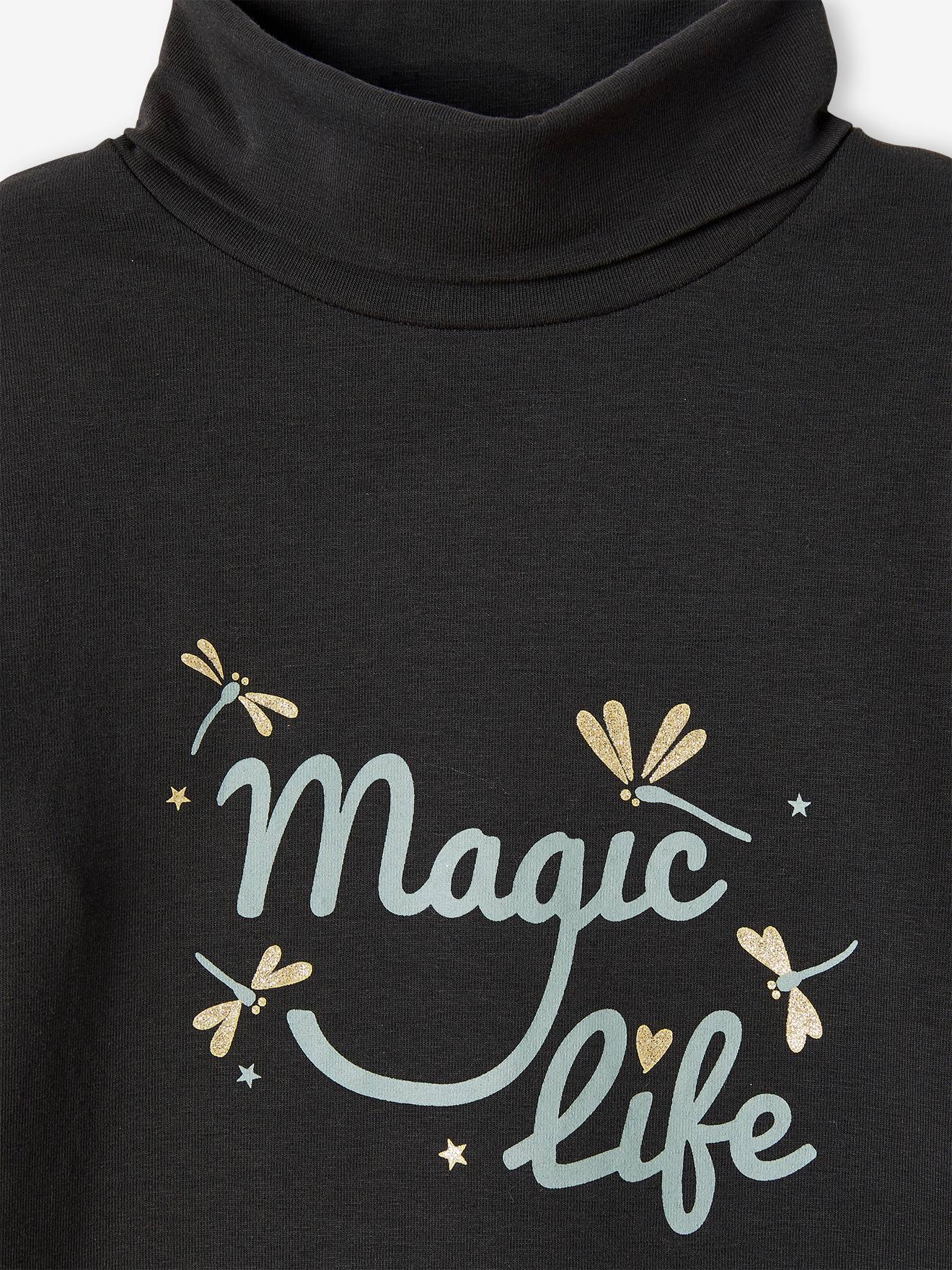 Conjunto de 3 camisetas de gola alta para meninas, cinza escuro bicolor/multicoloridas