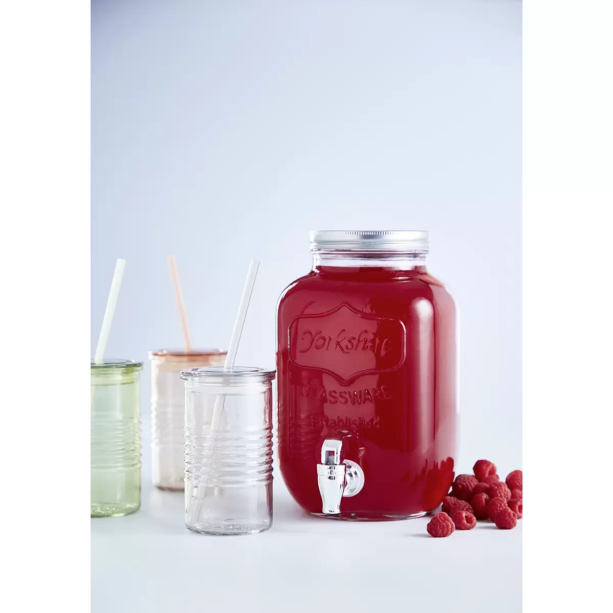Getränkespender mit Hahn 4L SCHOU silber,transparent