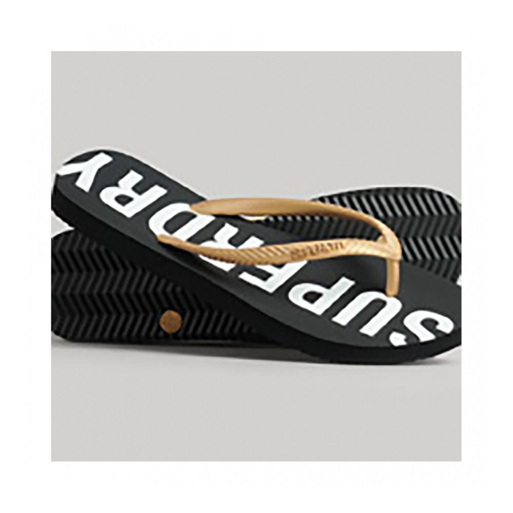 Superdry CODE CORE SPORT FLIP FLOP - Tongs Femme black/metallic gold