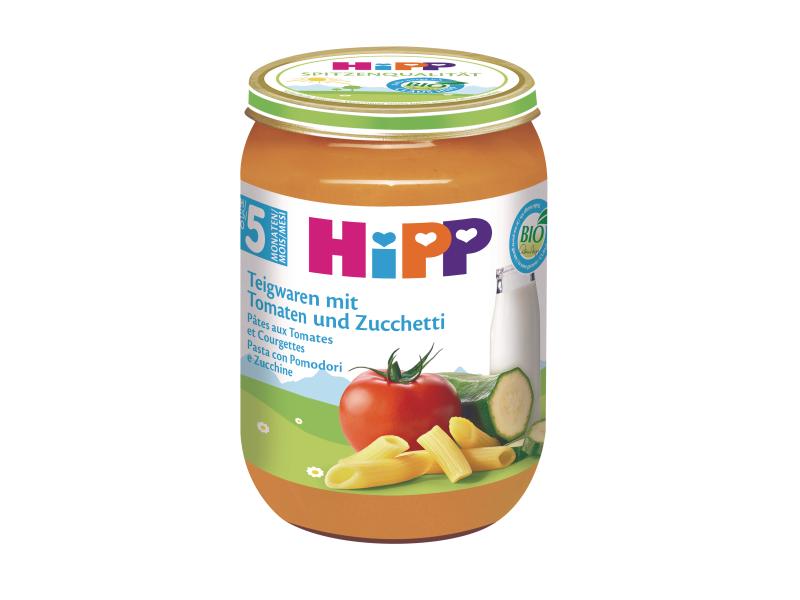 HIPP Menü Teigwaren Zucchetti Tomaten Menü, Muschelnudeln mit Tomaten & Zucchetti, 1 x 190 g