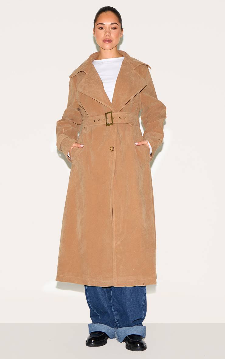 Marron Trench-coat En Faux Suède Avec Ceinture À Boucle