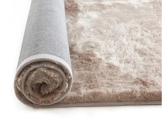 Tapis shaggy à poils longs ultra doux - 120 x 170 cm - Taupe reflet beige - DOLCE