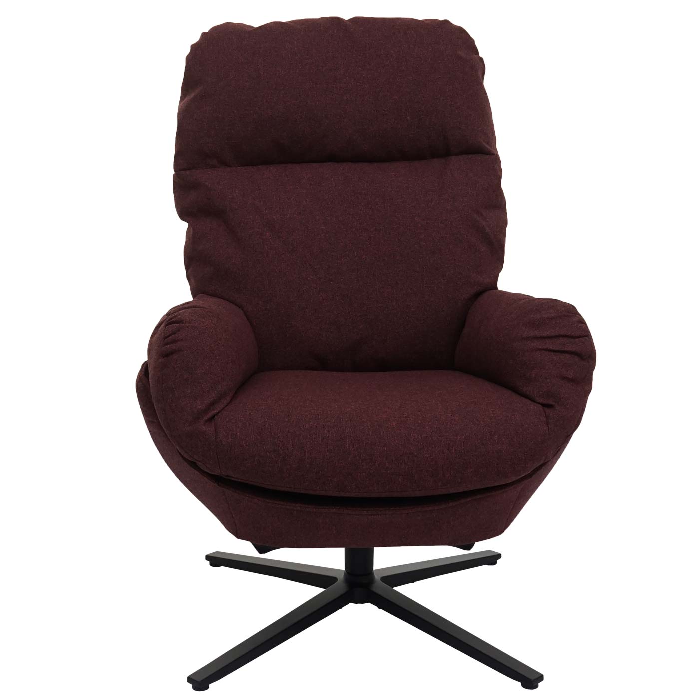Relaxsessel + Hocker MCW-L12, Fernsehsessel Sessel Schaukelstuhl Wippfunktion, drehbar, Metall Stoff/Textil ~ bordeaux
