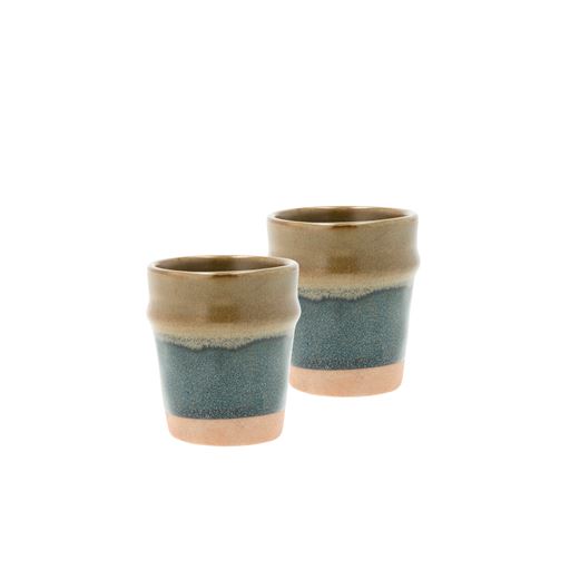 Villa Collection Evig 2-pak Espressokop, Blue/Brown, 10 cl