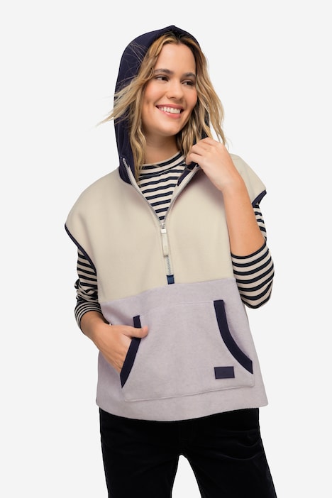 Pullunder, Fleece, farbige Kapuze, OEKO-TEX