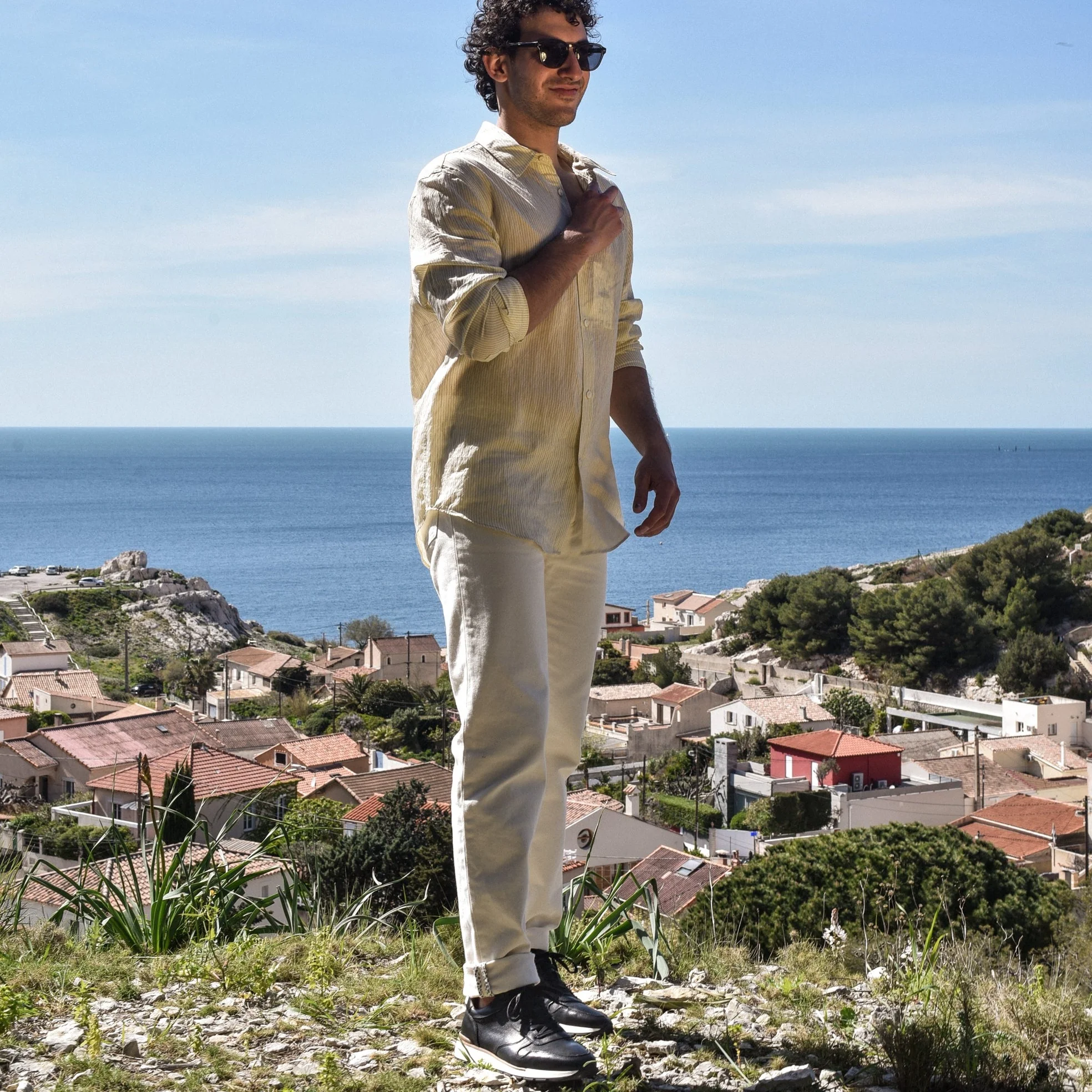 Jako-Sneakers / basket en cuir noir