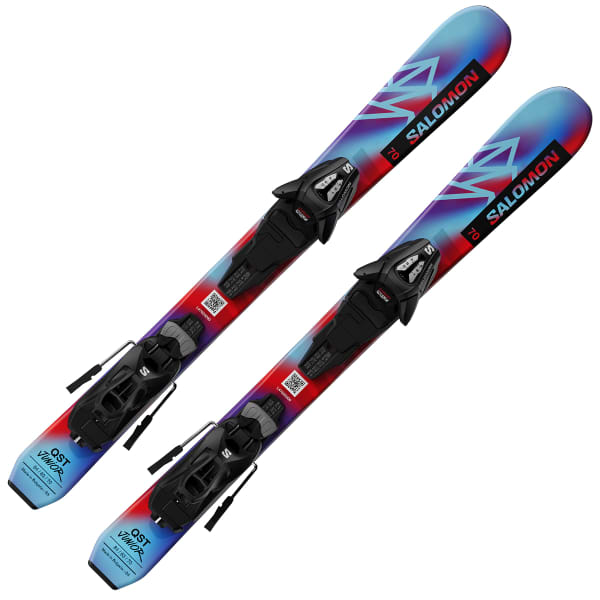 Pack ski SALOMON QST JR XS + C5 GW J75 PASTEL NEON BLUE 3 / POPPY RED / BLACK