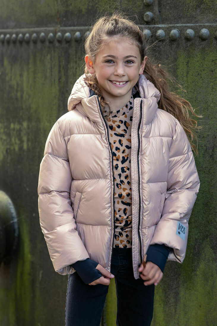 LIKE FLO roze like flo gewatteerde jas flo girls short hooded jacket