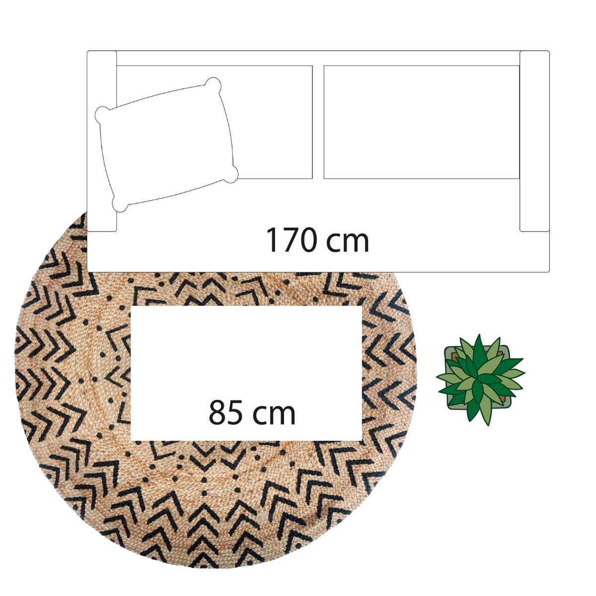 TAPIS JUTE ROND IMPRIME LIVIN D.120CM