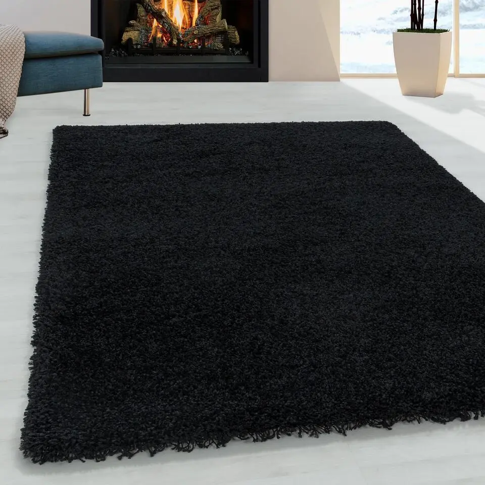 Monaco Soft Shaggy Hoogpolig Vloerkleed Black - 140x200 CM