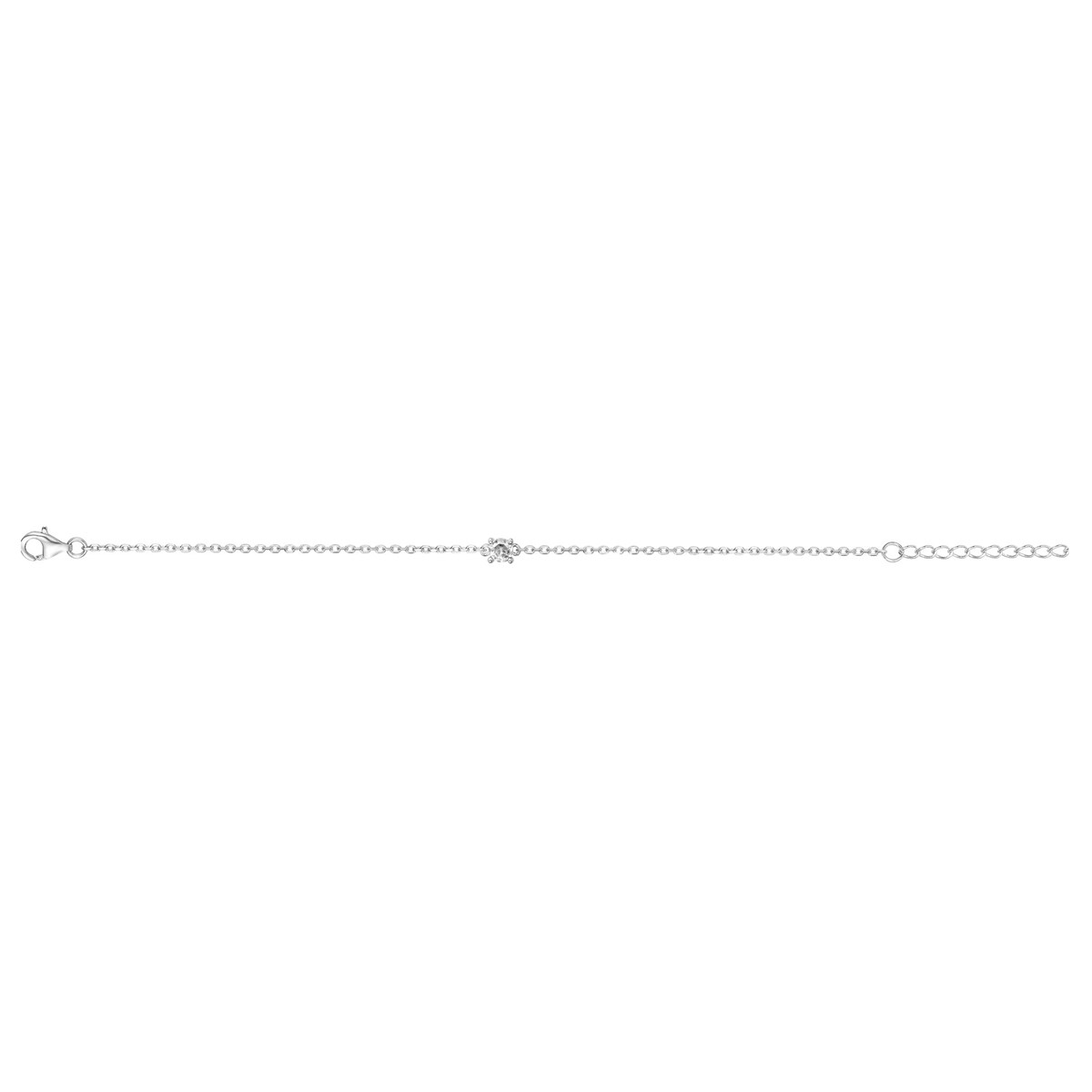 Bracelet souple mono-motif en Argent avec oxyde de zirconium blanc