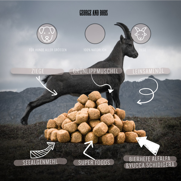 Premium Trockenfutter für Hunde Ziege 3 kg Sack MHD:31.12.24