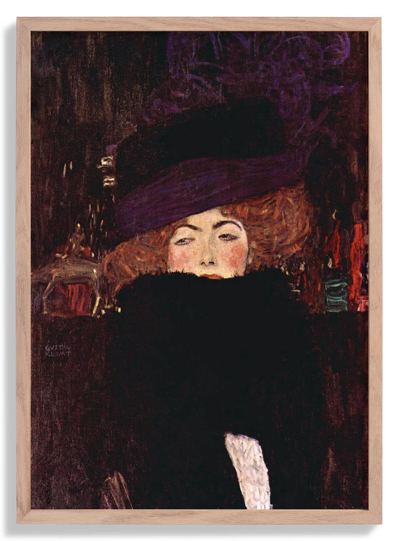 Dame mit Hut und Federboa von Gustav Klimt
