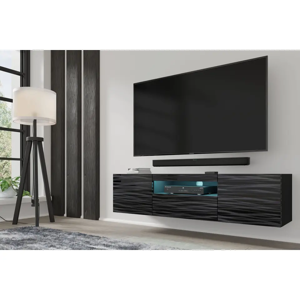 AURA TV-meubel 150 cm universeel sahara zwart  LED