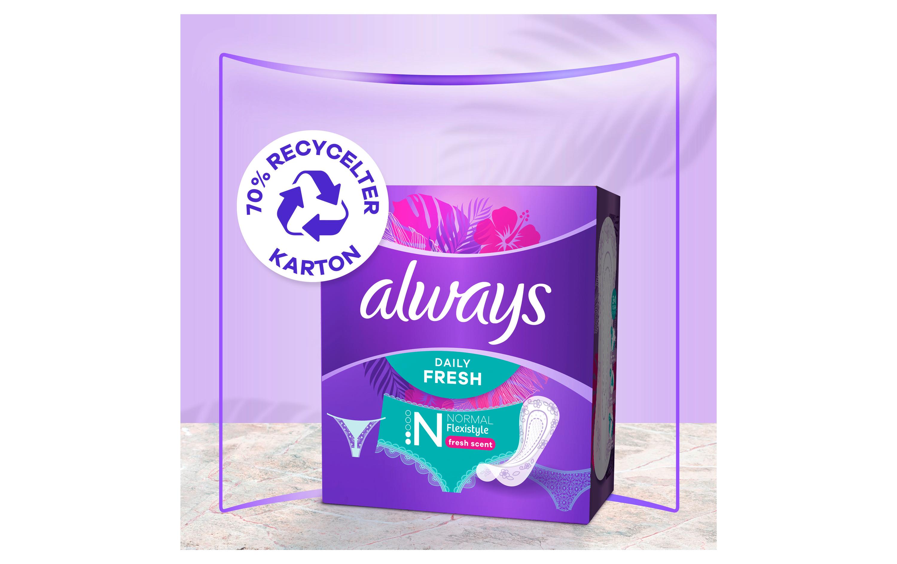 Slipeinlage Daily Fresh Flexistyle Normal 72 StückHochwertige Einlagen mit saugfähigem Kern