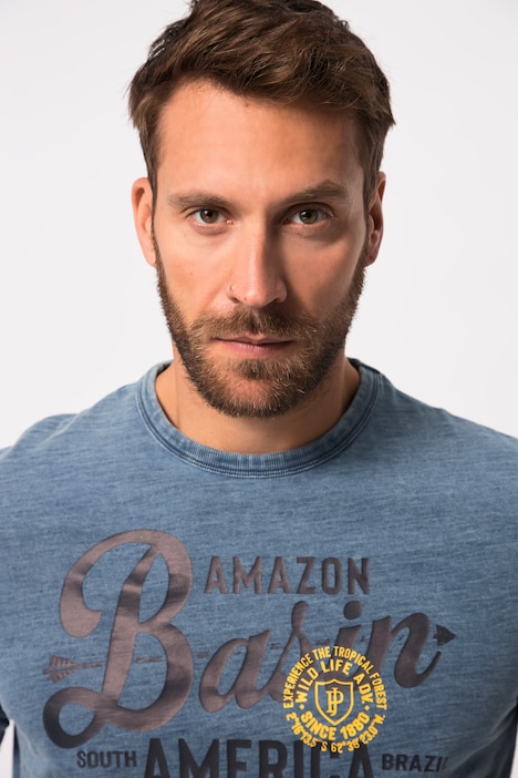 T-Shirt, Halbarm, Flammjersey, Indigo-Färbung, bis 8 XL