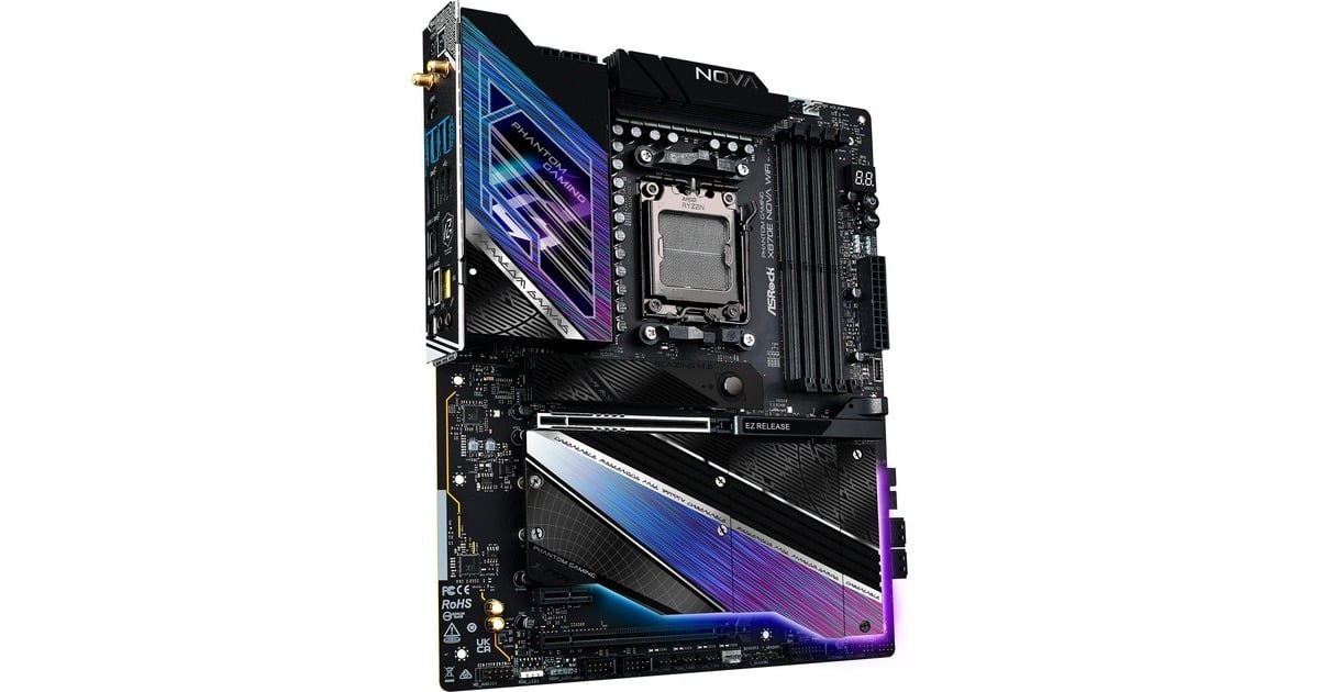 ASRockX870E Nova WiFi socket AM5 moederbord  (RAID, 5 Gb-LAN, WLAN, BT, E-ATX, Tweedekans)