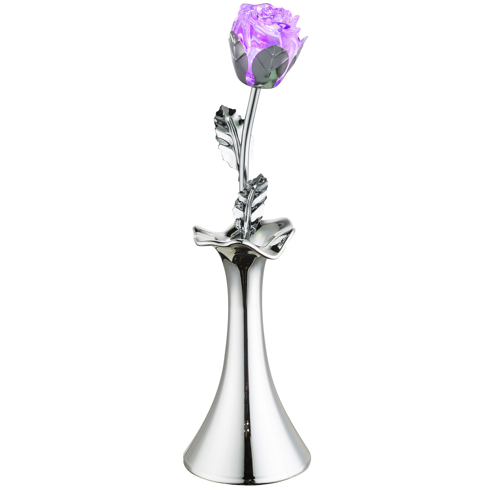 RGB-LED-Deko-Rose - chromfarben - mit Farbwechsel