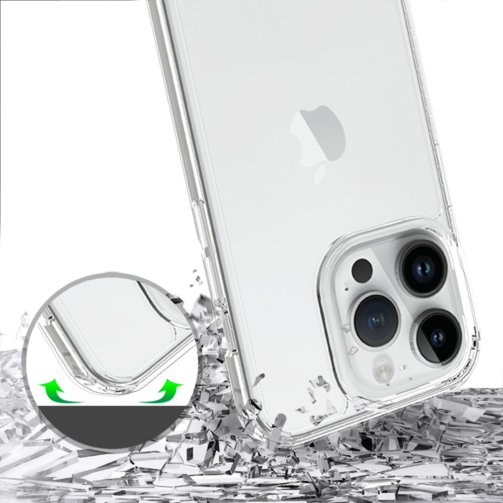 iPhone 15 Pro Hybrid Hülle TPU Bumper mit Acryl Rückseite - Transparent