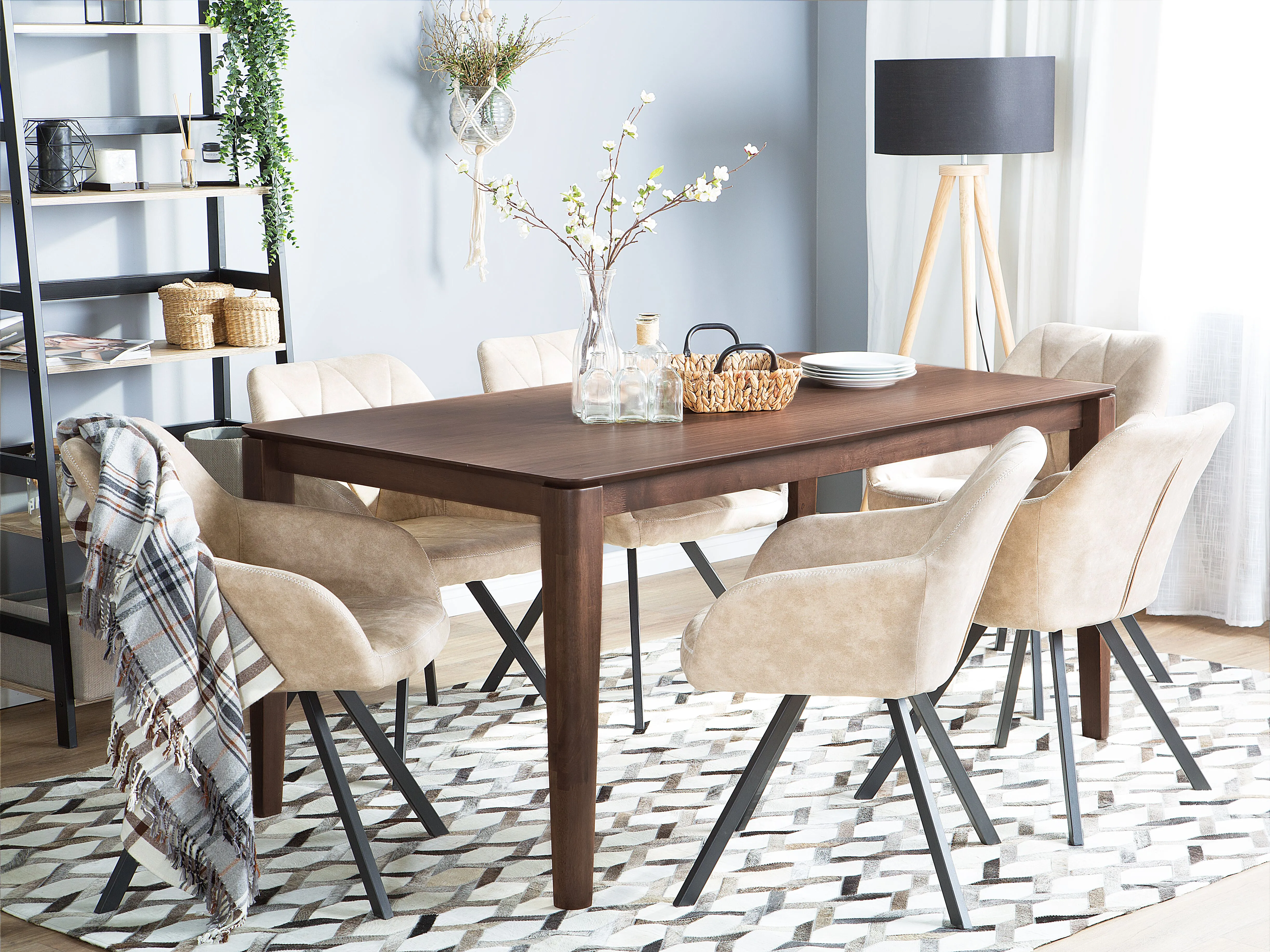 Eettafel LOTTIE Donker walnoothout 90 cm 160 cm