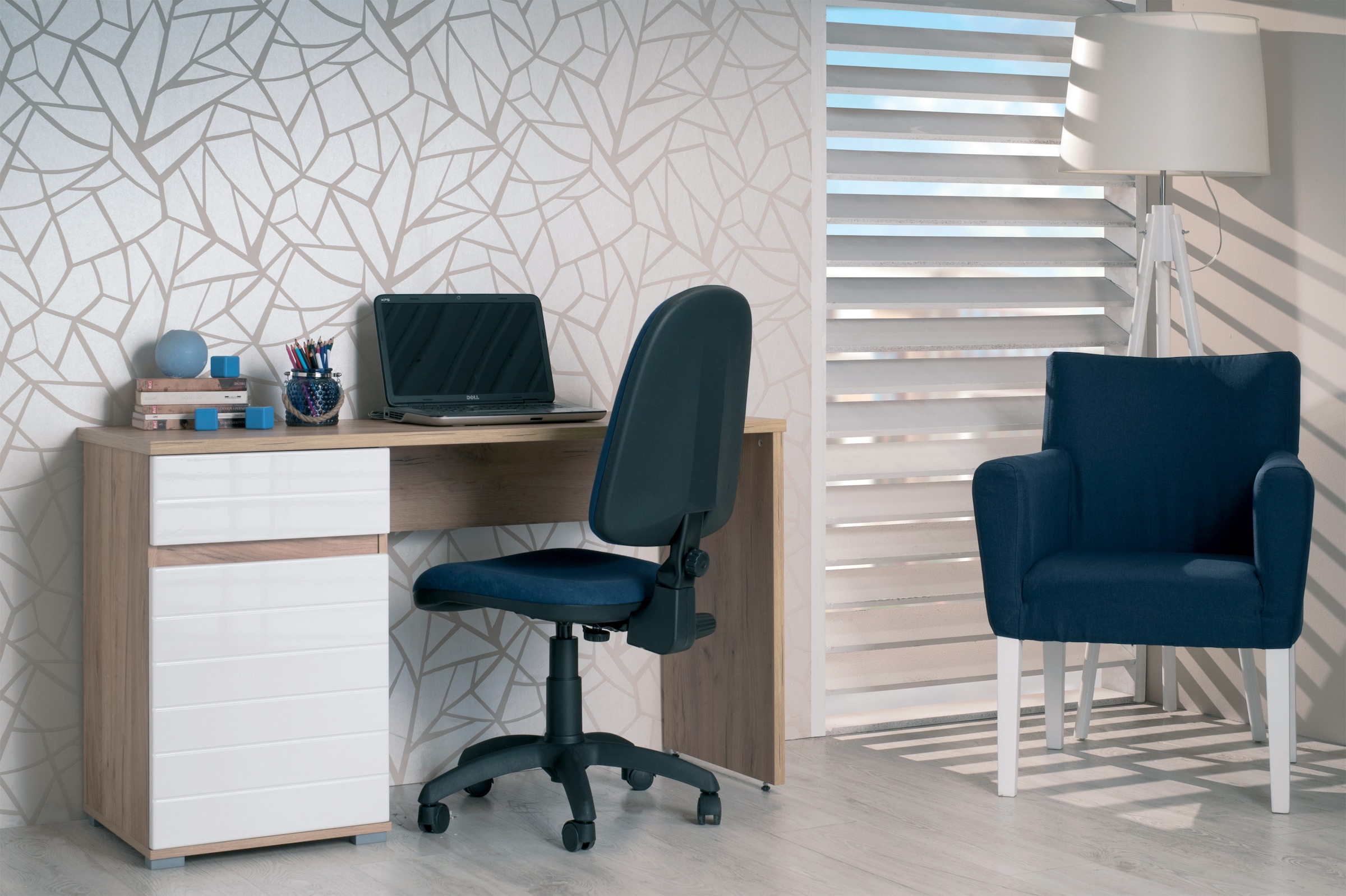 INOSIGN Schreibtisch »Elan« Breite 130 cm, Front in Rillenoptik, grifflos, ABS-Schutzkanten