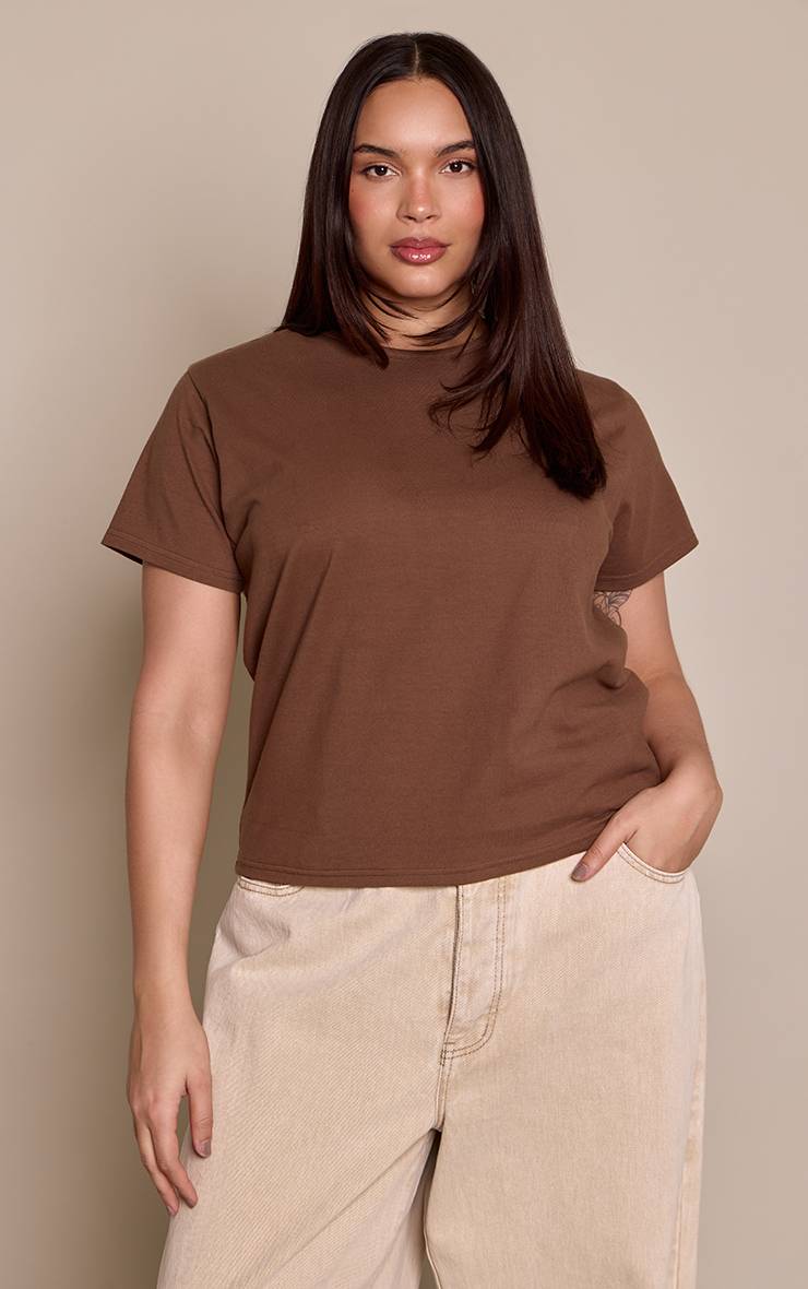 Chocolat T-shirt Grande Taille En Coton Premium À Manches Courtes