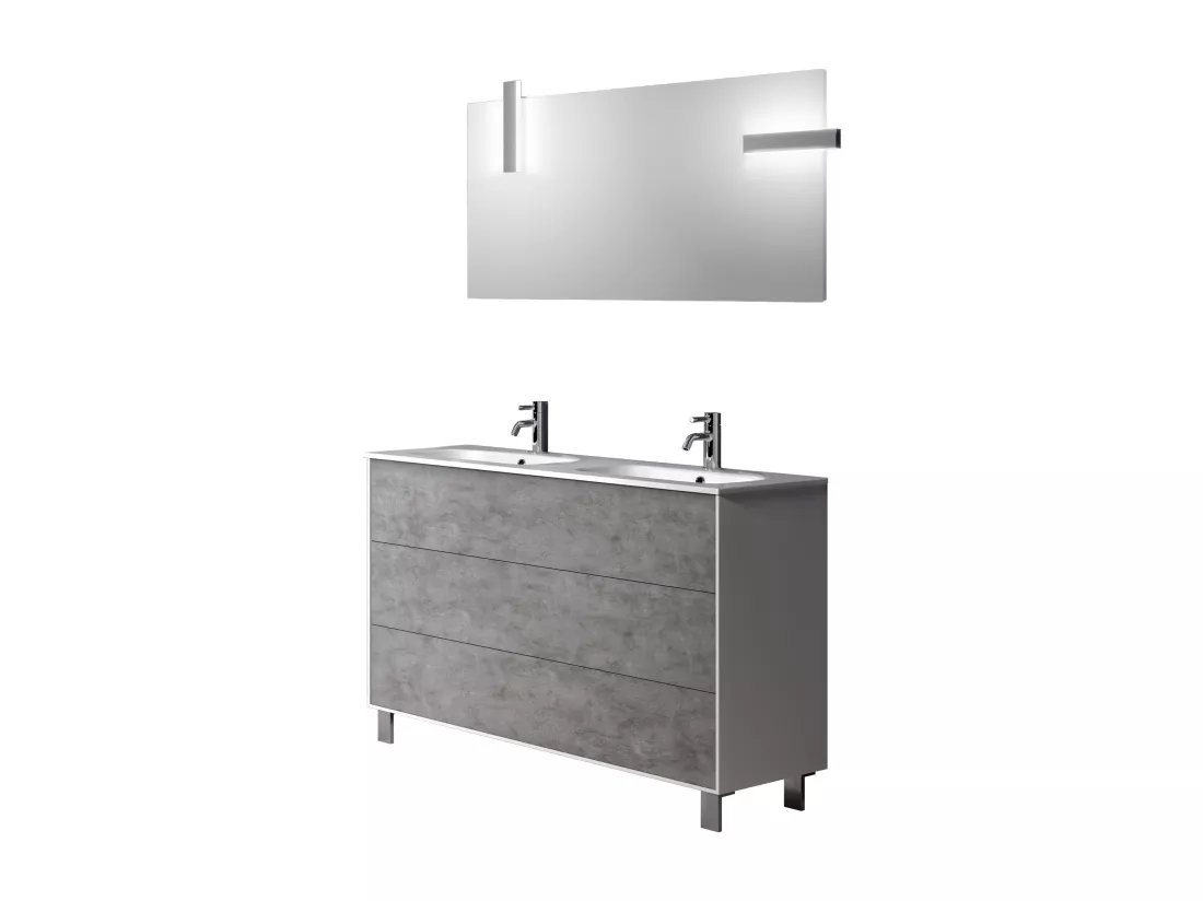 Ensemble de salle de bain double vasque 5 pièces IGEA ciment