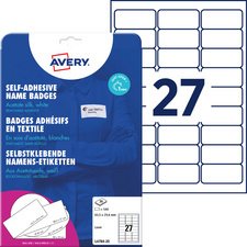 Etiquette pour badge, 63,5 x 29,6 mm, blanc