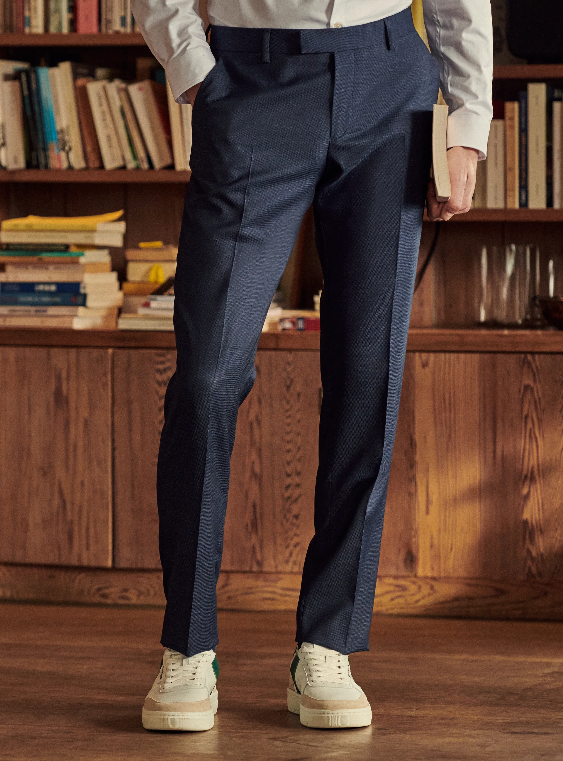 Pantalon de Costume en laine Jones Blue Melanged