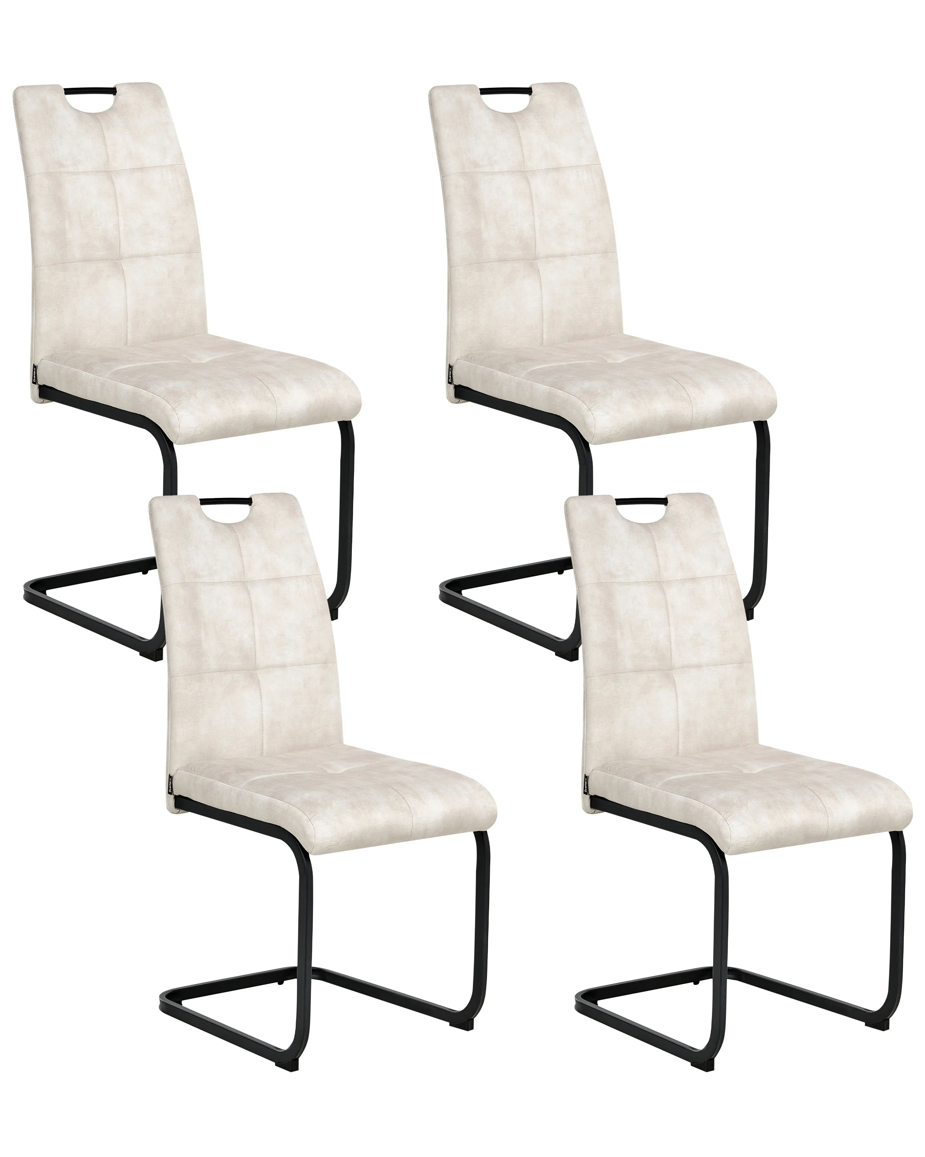 Set van 4 eetkamerstoelen CISCO Stof Lichtbeige
