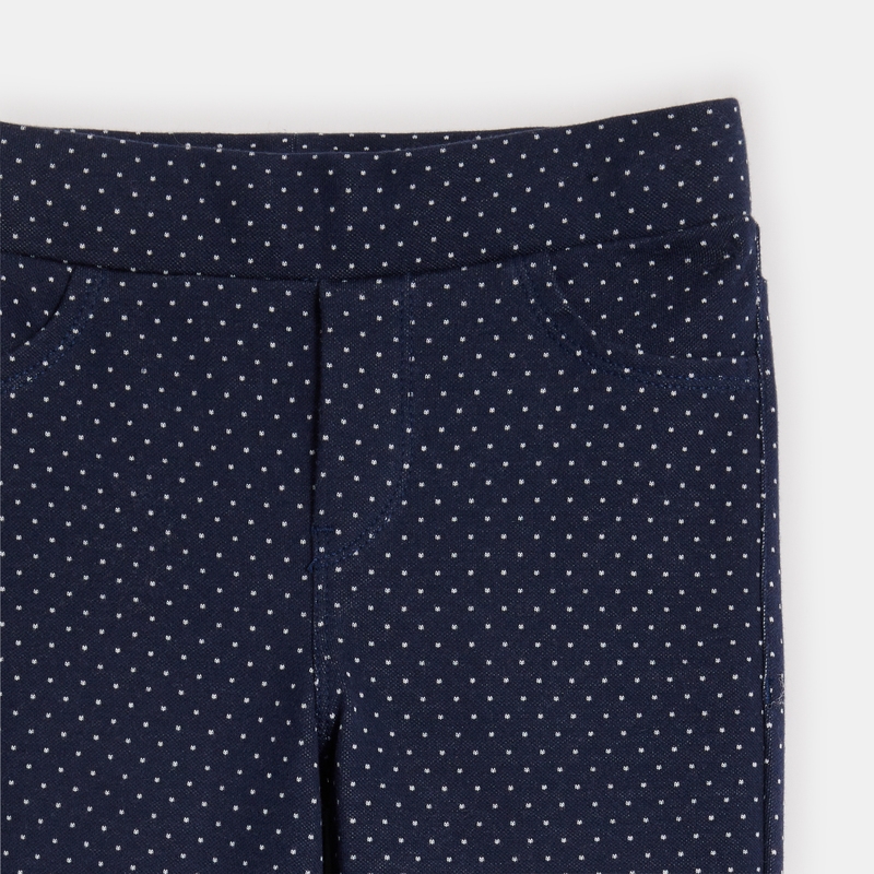 Jegging à pois en jersey milano bleu fille