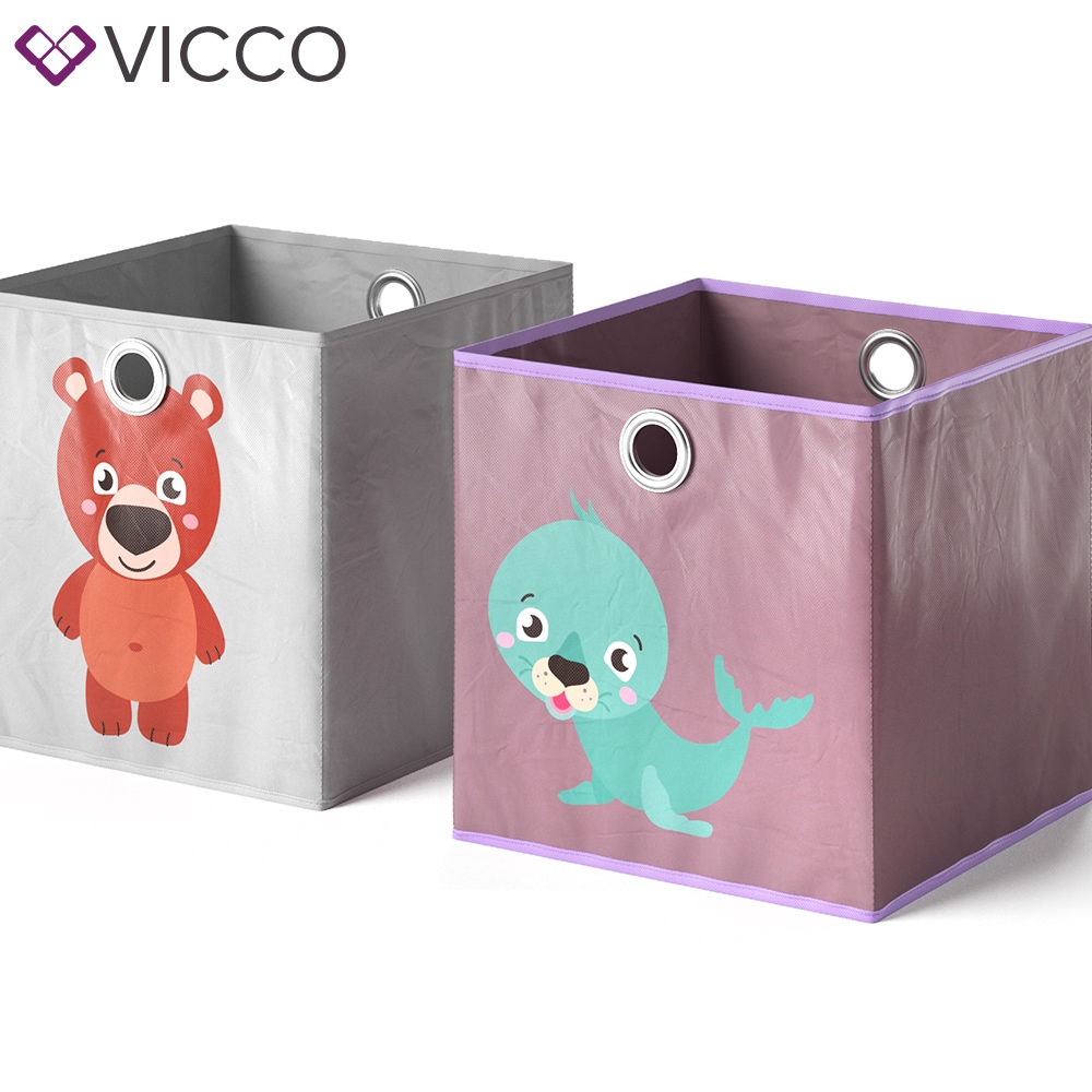 VICCO 2er Set Faltbox 30x30 cm Kinder Faltkiste Aufbewahrungsbox Regalkorb