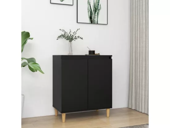 Buffet avec pieds en bois massif Noir 60x35x70 cm Aggloméré