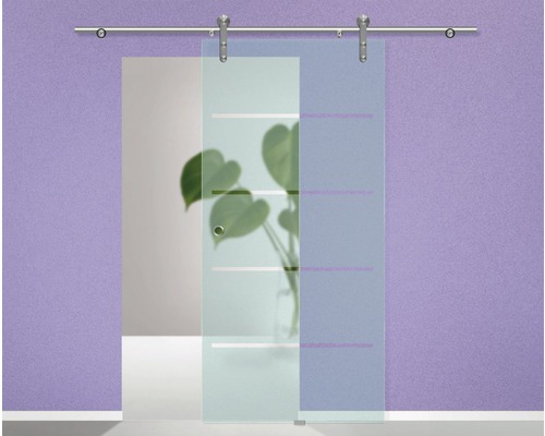 Pertura glazen schuifdeurvleugel Runa 4-streeps design 2043x820x8 mm rechts voor Tildra beslag