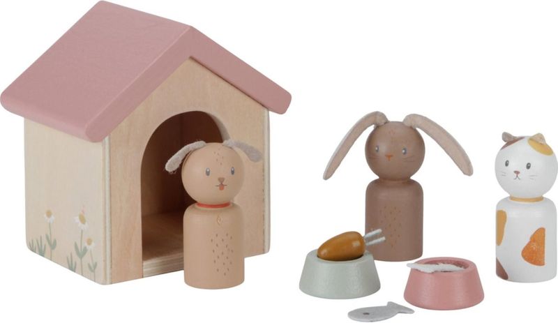 Little Dutch - Aanvulset Poppenhuis - Huisdieren - Inclusief Mandjes en Speeltjes