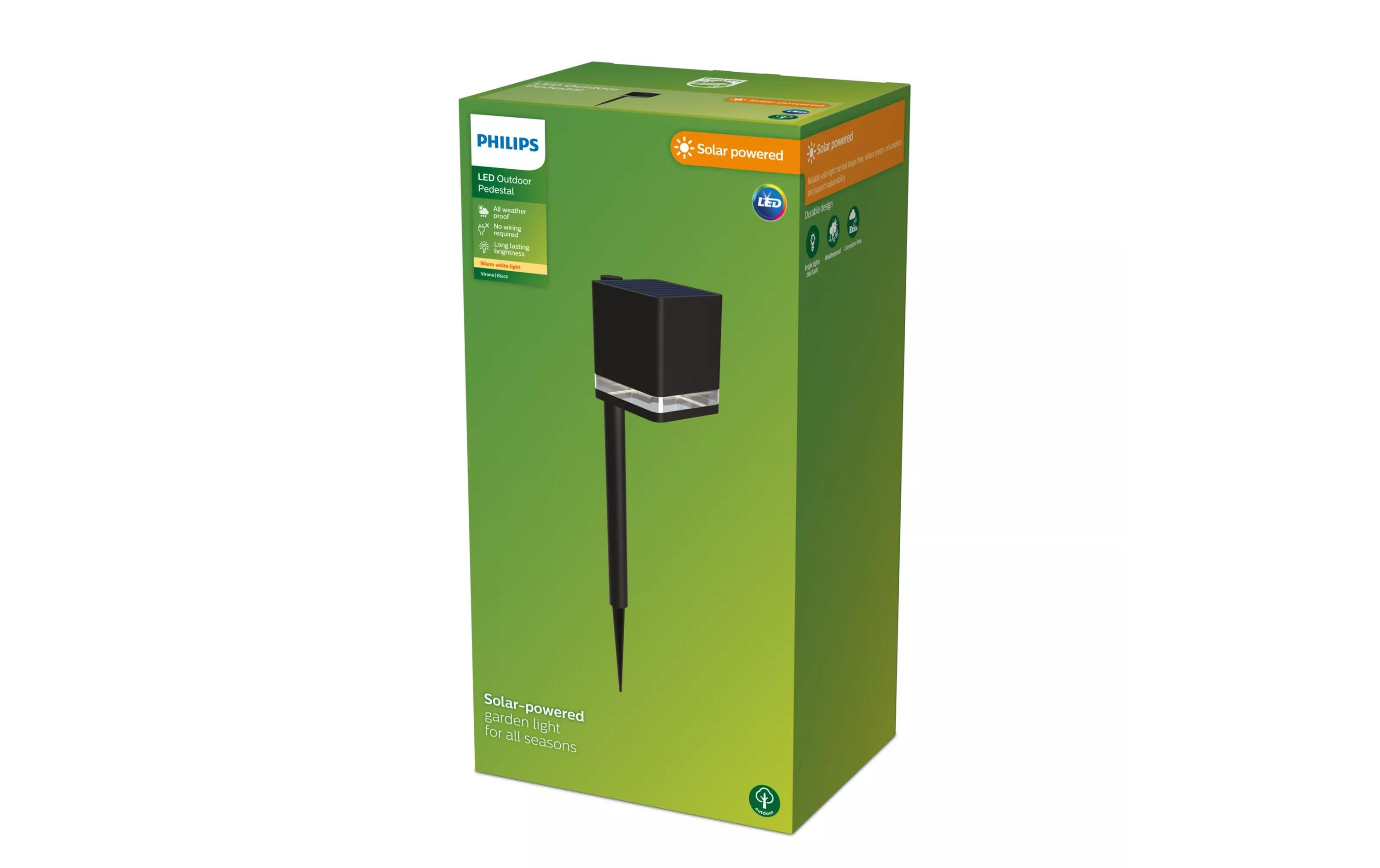 Virona Spiess Solar 1.8W 2700K schwarzPhilips 8720169386839 Aussenbeleuchtung Aussensockel-/Pfostenbeleuchtung Nicht austauschbare(s) Leuchtmittel LED
