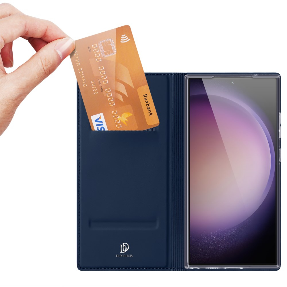 Samsung Galaxy S24 Ultra Flip Wallet Cover Leder Tasche - Dunkelblau
