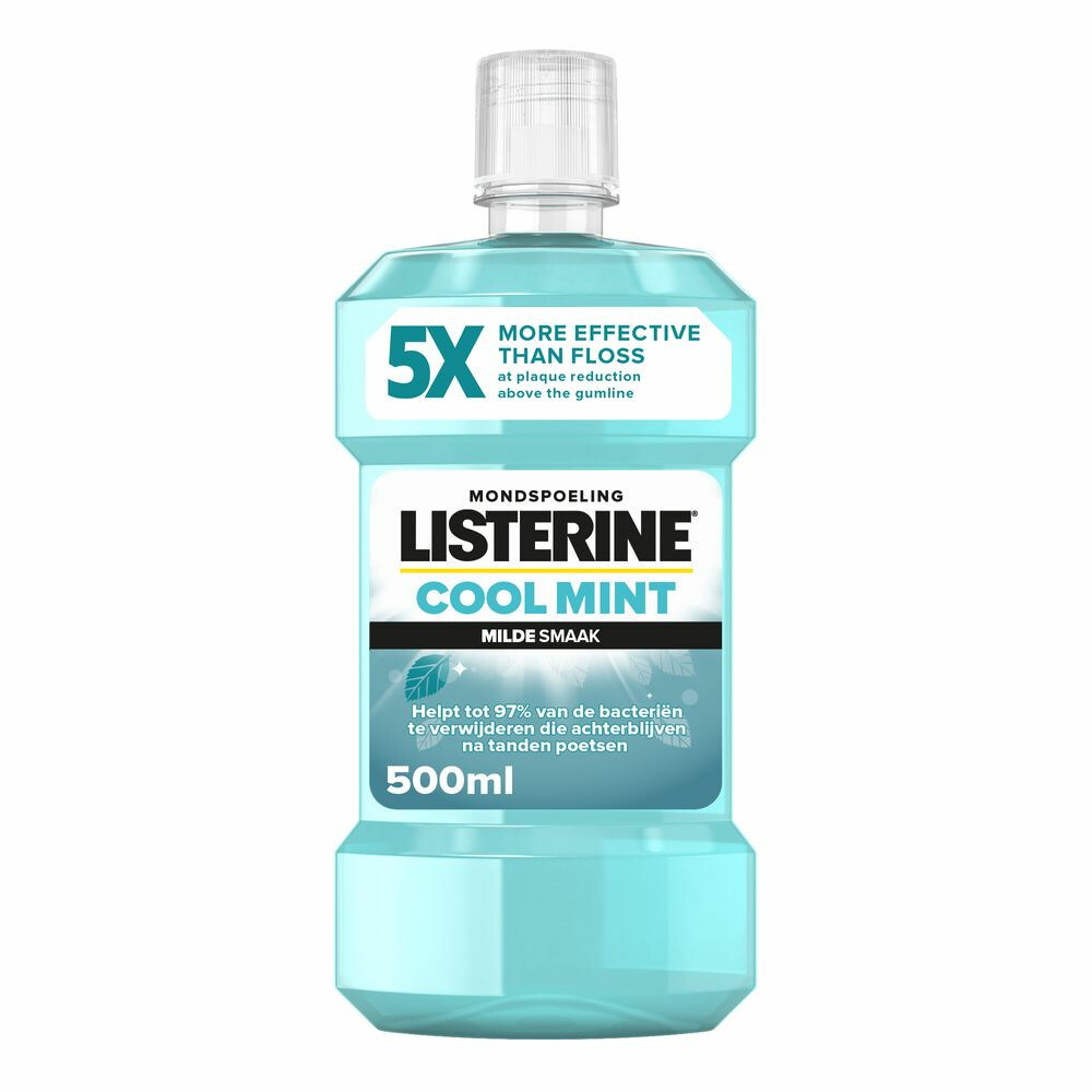 3x Listerine Mondwater Cool Mint Milde Smaak Zonder Alcohol500 ml