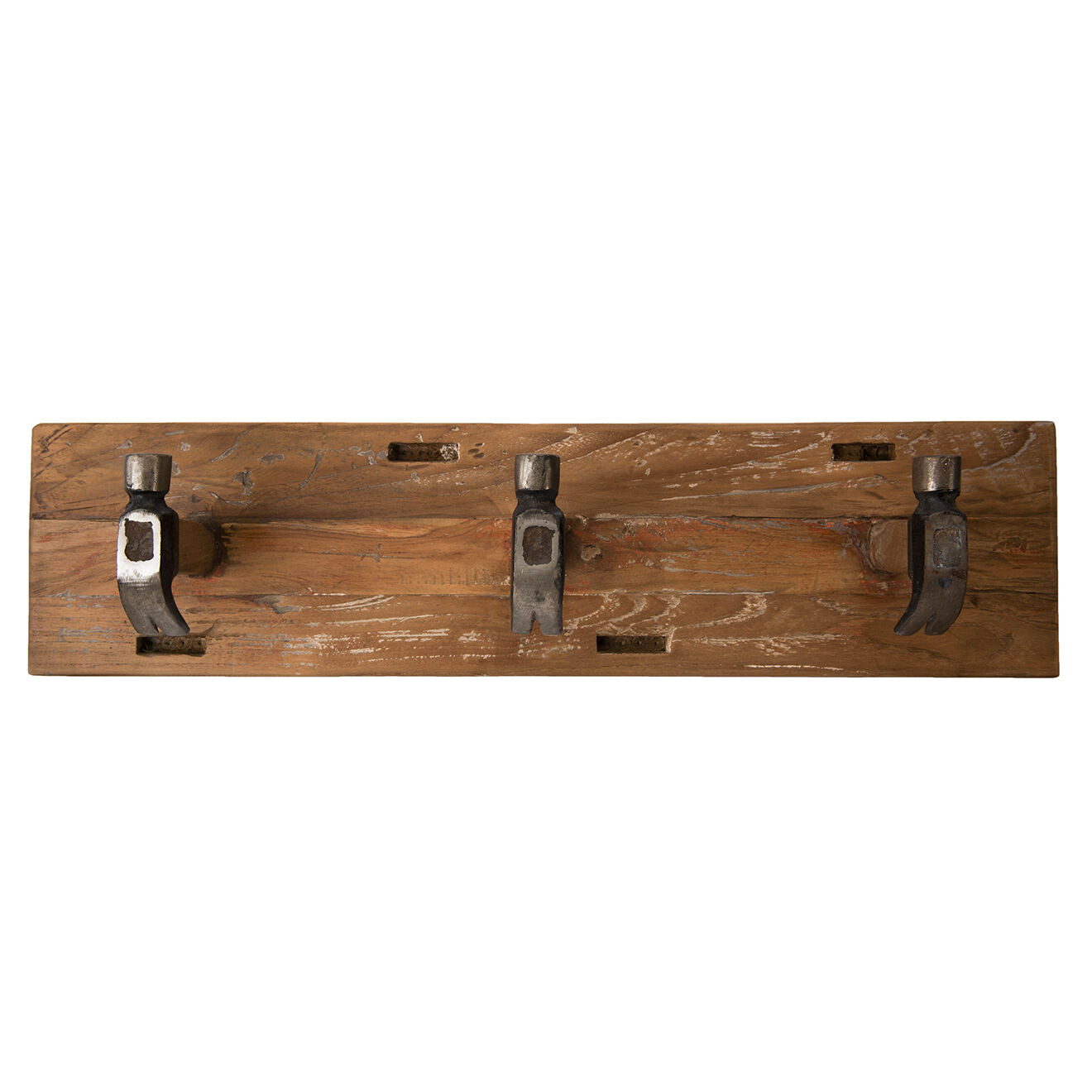 Macabane Porte-manteau mural 3 crochets Sixtine teck - 60x13x15 cm