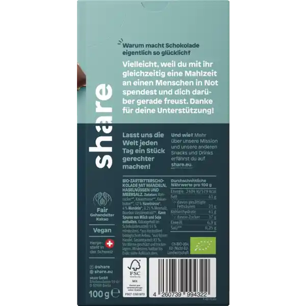 Bio Schokoladentafel Nuss & Meersalz