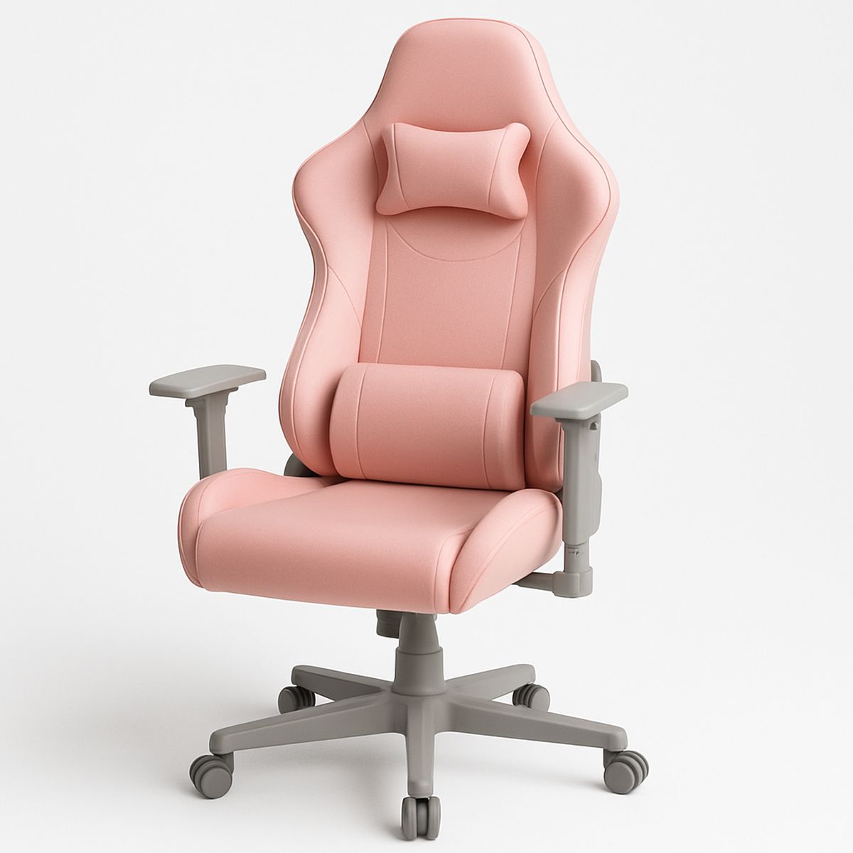 Gaming Chair rosa, Kunststoffrahmen, PU-Leder, höhenverstellbar, drehbar