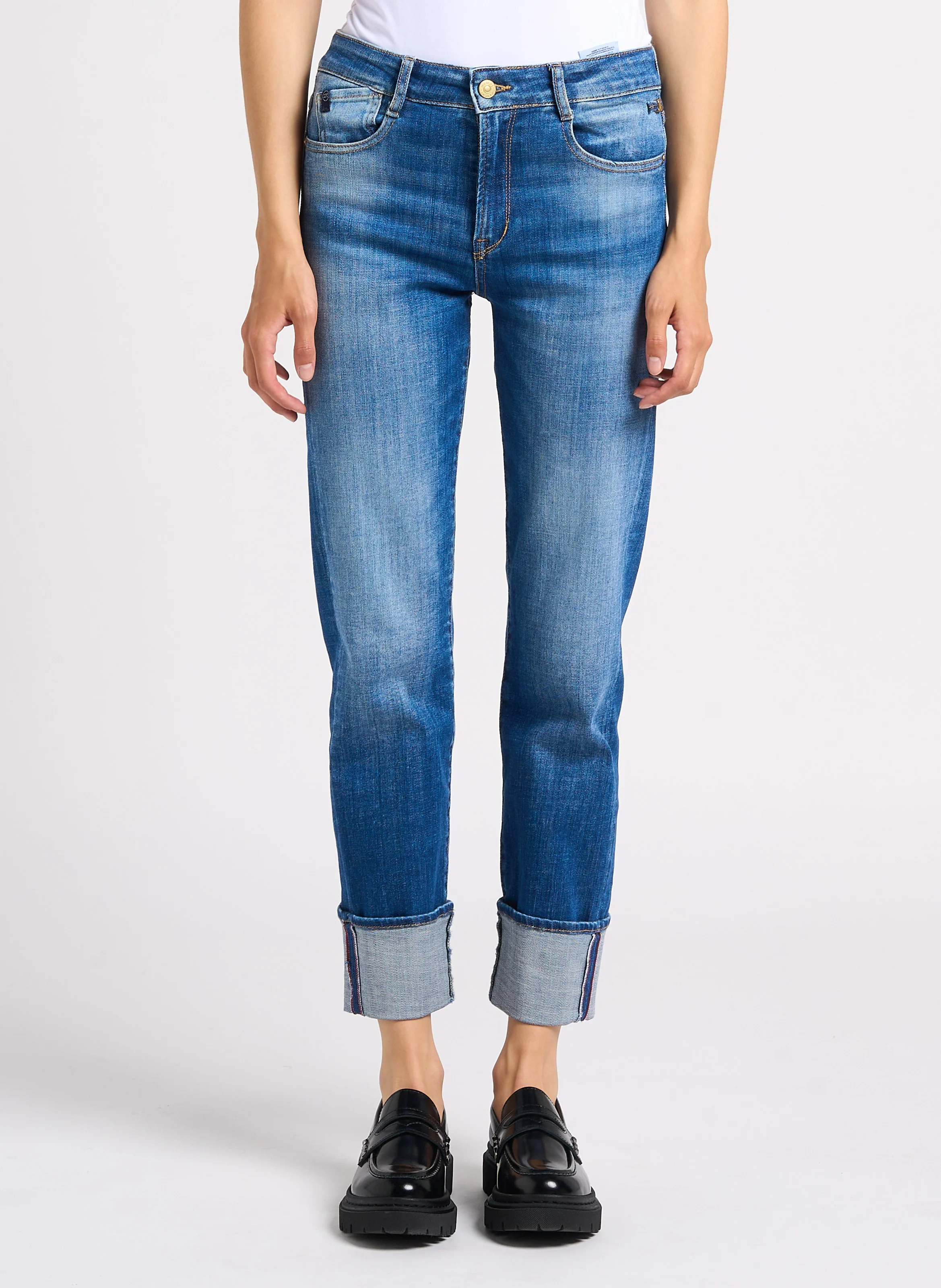 400/17 - Jean droit taille haute | Bleu