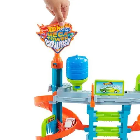 Hot Wheels City Mega Autowaschanlage, 1 Colour Shifters-Fahrzeug, Spielzeug für Kinder