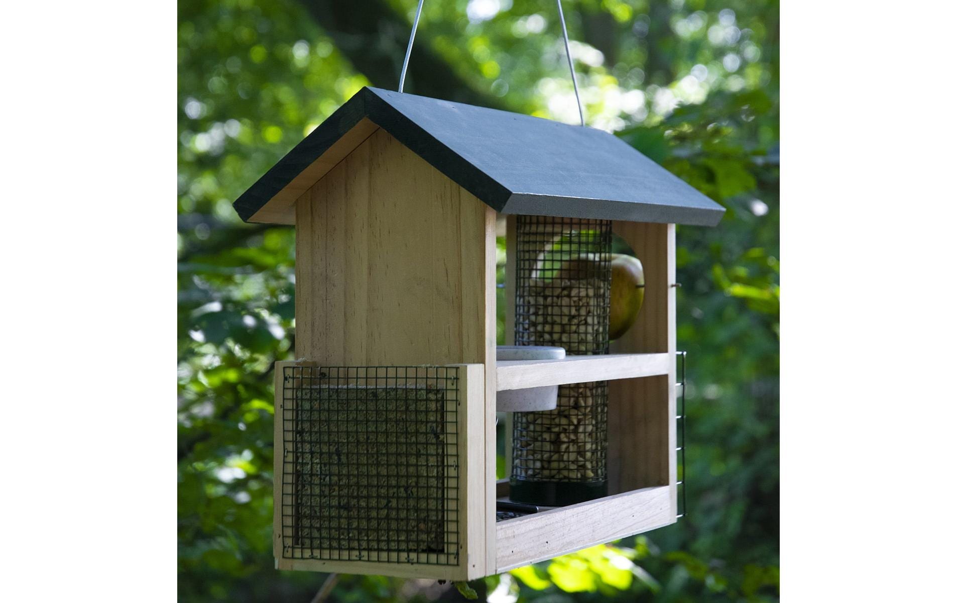 Vogelfutterstation 7-in-1, 39 x 19 x 29 cm, HolzWildvogel-Futterhaus zum Aufhängen